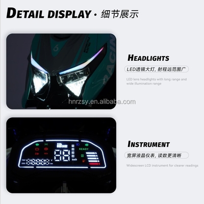 최고의 72v 3000w 전기 오토바이크 2인 전기 모페드 스쿠터 모터와 1650 * 715 * 1000mm 등반 각도 12